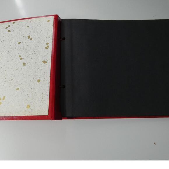 Vintage Photograph Scrapbook Red with Black Pages Rope Binded Gold Trim - Picture 5 of 5